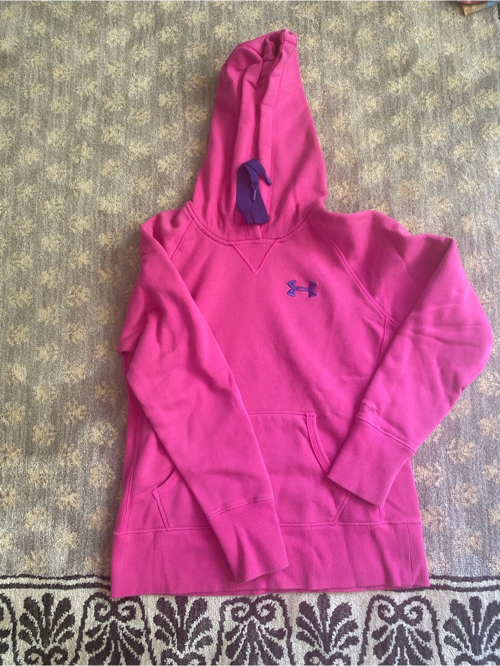 Under Armour Hot Pink Hoodie with Purple Logo